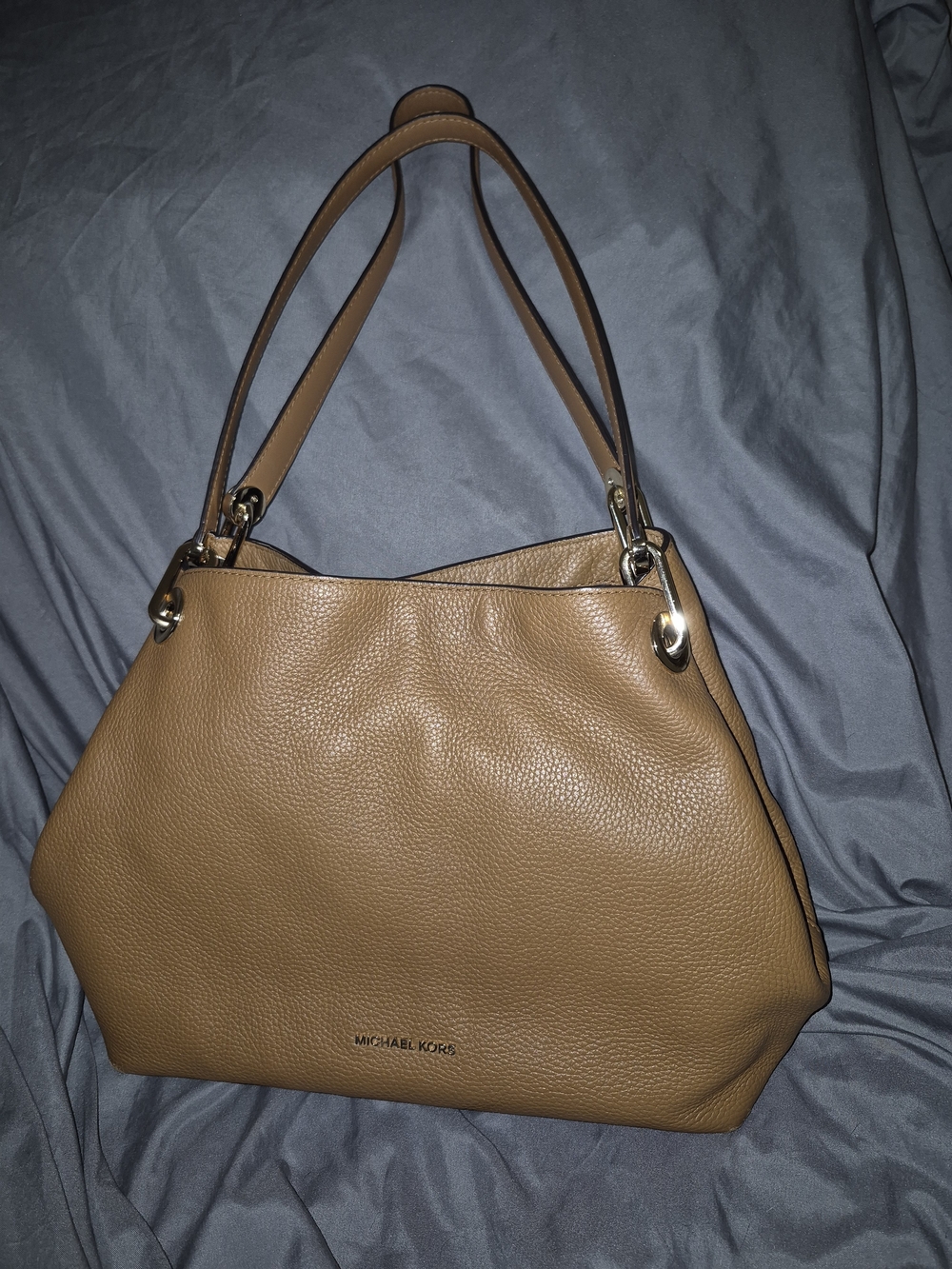 Michael Kors Raven Large Pebbled Leather Shoulder Bag Luggage Brown